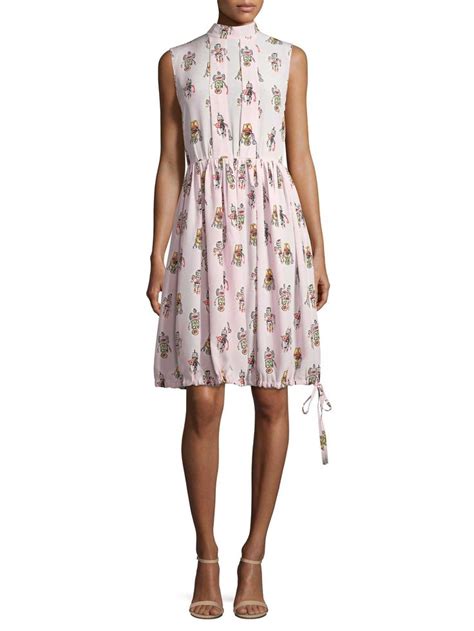 Prada Robot Print Shift Dress In Multi 